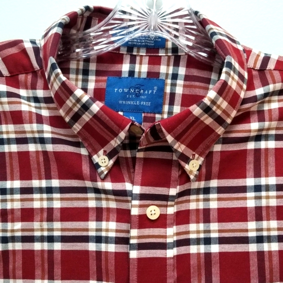 Towncraft WrinkleFree Plaud Shirt Size Xl
